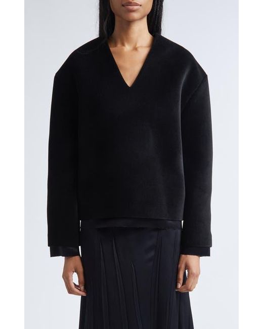 Jil Sander Black Double Layer V-Neck Sweater