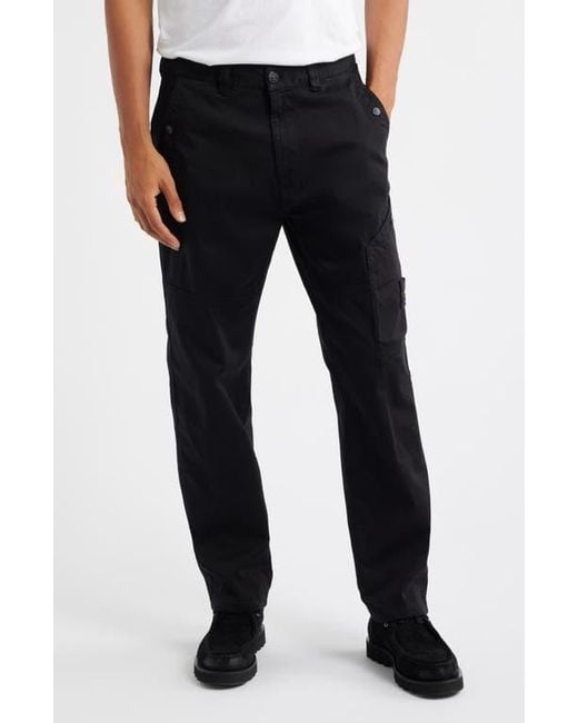 Stone Island Black Regular Fit Stretch Cotton Cargo Pants for men
