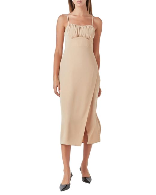 Endless Rose Natural Ruched Bust Midi Dress