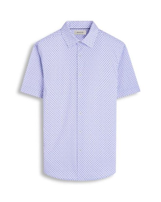 Bugatchi White Miles Ooohcotton Geo Print Short Sleeve Button-Up Shirt for men