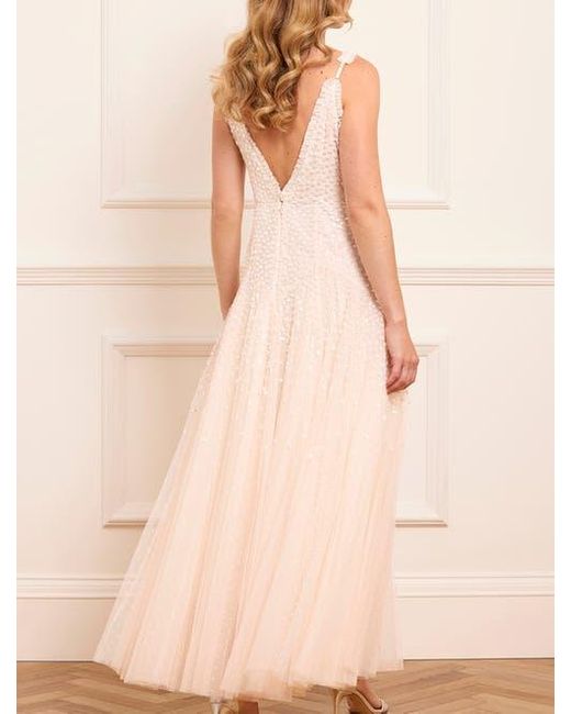 Needle & Thread Pink Sequin Cascade Cami Plunge Gown