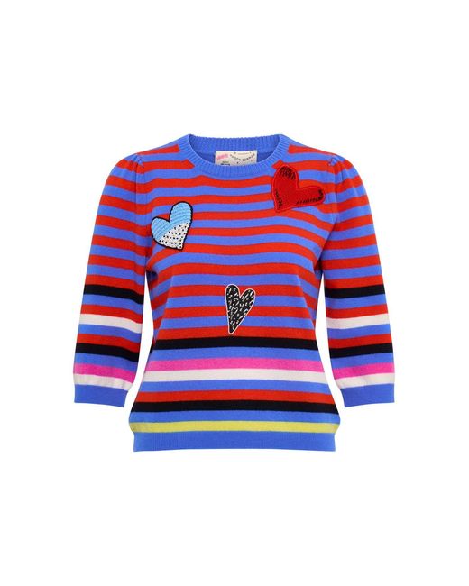 Maison Common Multi Colored Striped Pullover With Application