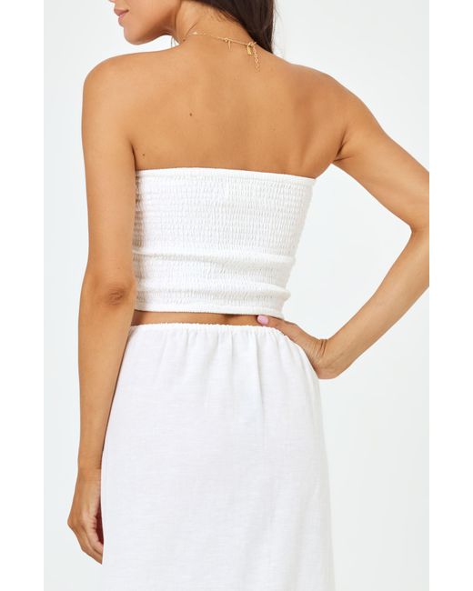 L*Space White Summer Feels Smocked Tube Top