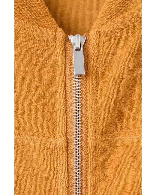 Mango Orange Cotton Blend Terry Bomber Jacket