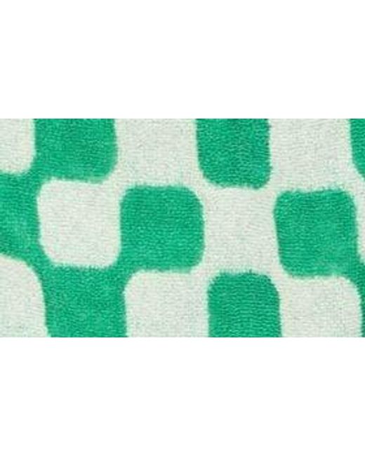 Dusen Dusen Green Checkerboard Cotton Terry Robe At Nordstrom
