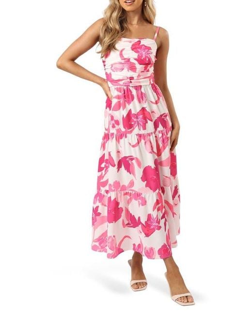 Petal & Pup Monika Floral Fit & Flare Maxi Dress in Pink | Lyst