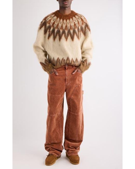 Isabel Marant Brown Nicholas Oversize Fair Isle Mohair Blend Crewneck Sweater for men