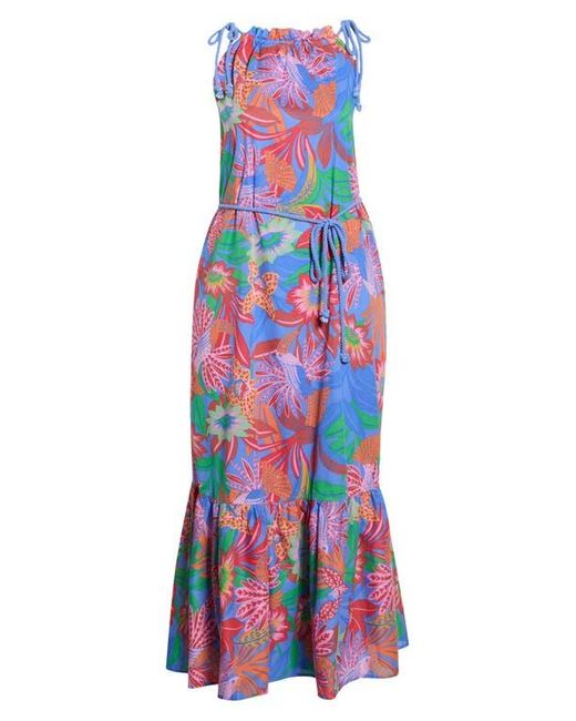 Sugarlips White Cindal Flower Print Cotton Maxi Dress