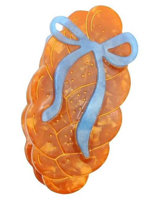 Solar Eclipse Orange Hand Painted Bow Challah Claw Clip