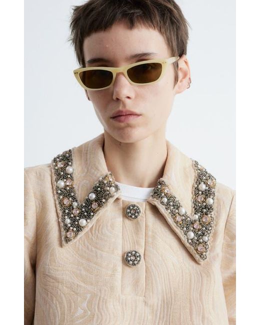 & Other Stories Natural Faux Pearl & Rhinestone Detail Metallic Jacquard Minidress