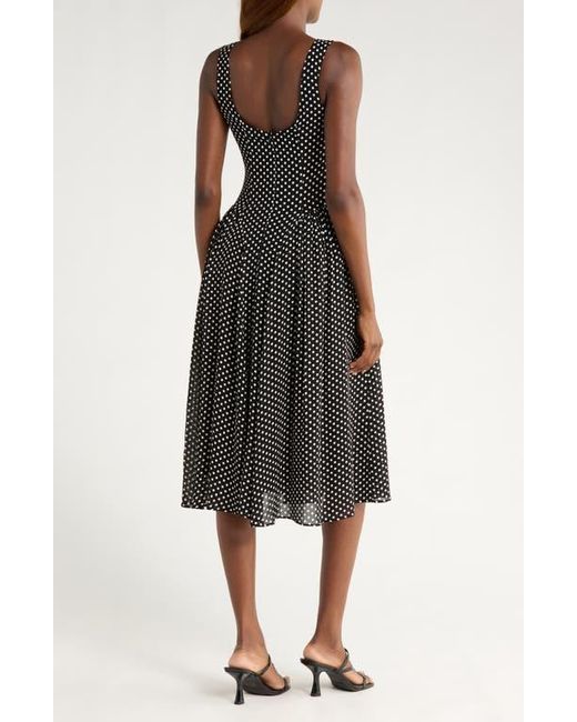 Reformation Black Anelis Polka Dot Sleeveless Fit & Flare Dress