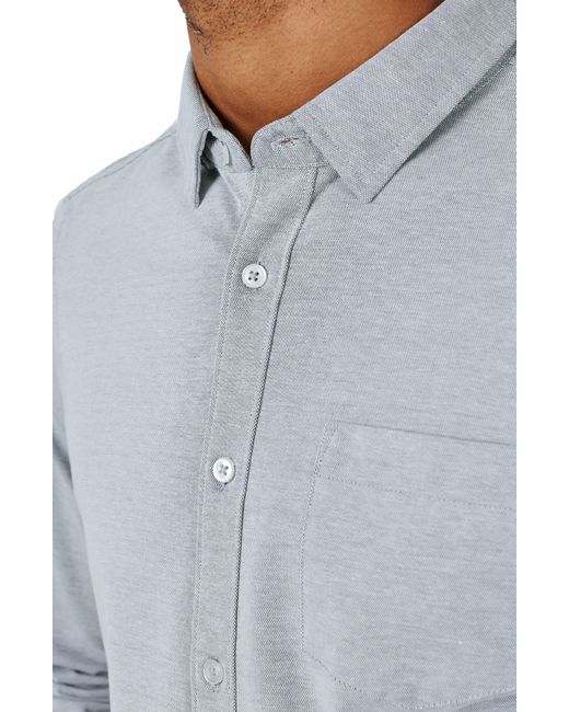 7 Diamonds Gray Solid Oxford Button-up Shirt for men