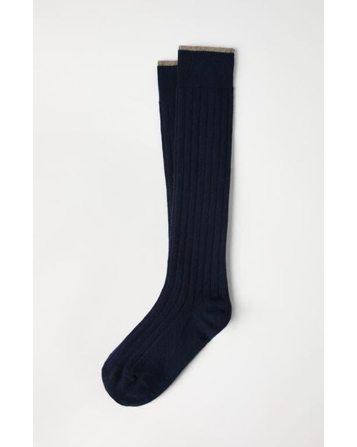 Brunello Cucinelli Blue Rib Knit Socks for men