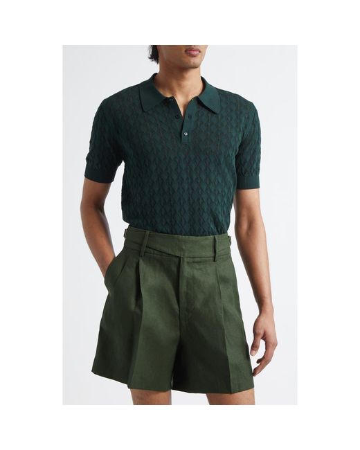 Dolce & Gabbana Green Openwork Polo Sweater for men