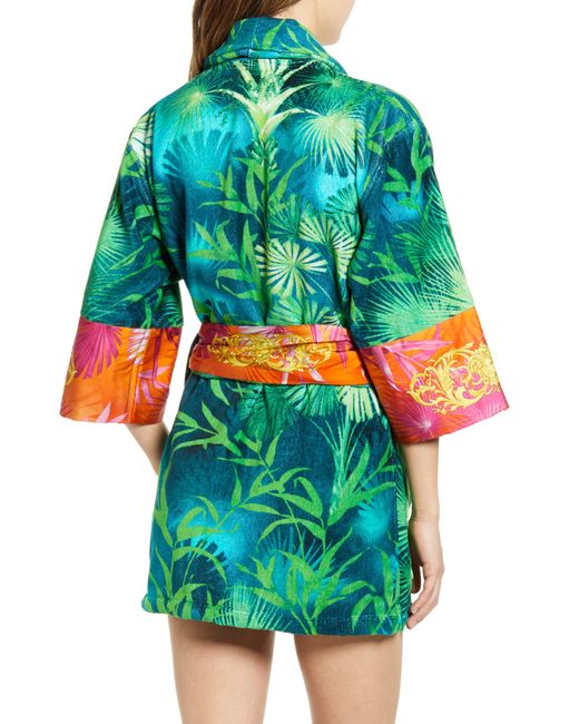 Versace Cotton Jungle Print Short Robe in Green/ Print (Green) Lyst