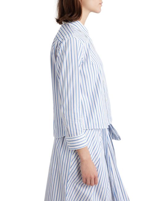 Dries Van Noten Blue Clavini Stripe Cotton Poplin Button-up Shirt