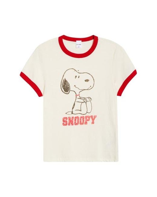Re/done Multicolor Classic Peanuts Snoopy Cotton Graphic Ringer T-Shirt