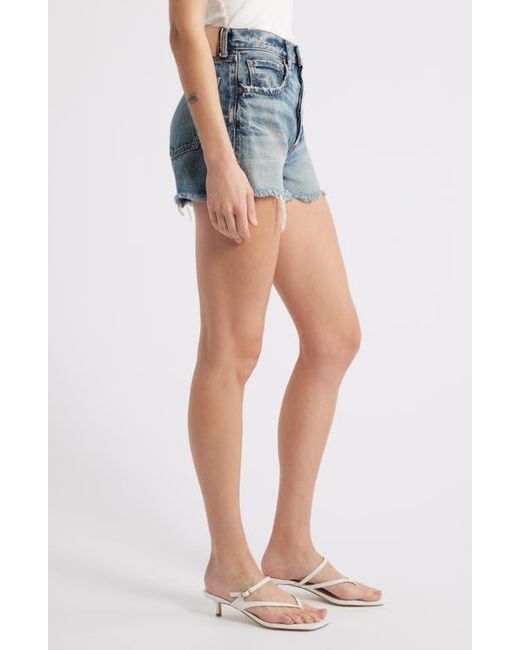 Moussy Blue Douglaston Ripped Denim Cutoff Shorts
