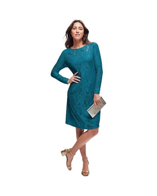 Jessica London Women's Blue Stretch Lace Shift Dress - thefunkyskunk.ie Jessica London Women's Blue Stretch Lace Shift Dress - thefunkyskunk.ie