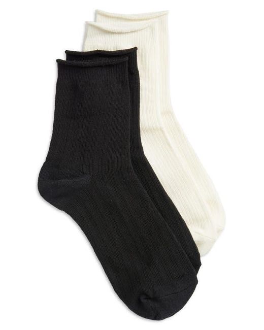 Stems Black 2-Pack Textured Stripe Ankle Socks