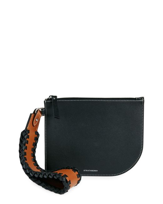 Strathberry Black X Collagerie Leather Wristlet Pouch