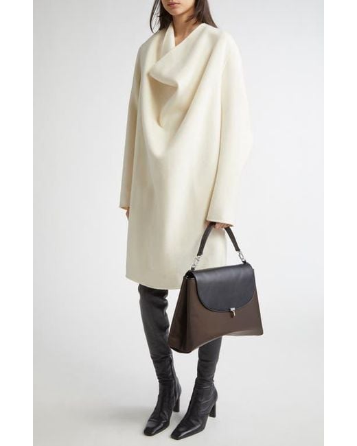 Totême  White Cowl Neck Long Sleeve Double Face Wool Dress