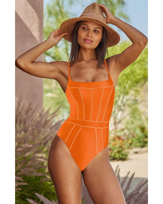 Becca Orange Color Sheen One-piece Swimsuit