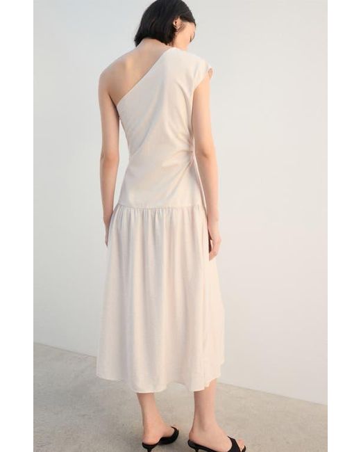 Mango Natural One-Shoulder Drop Waist Cocktail Dress