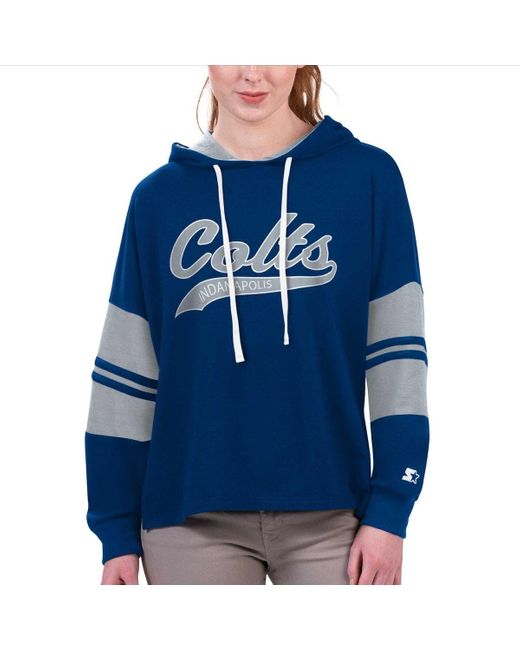 Chicago Bears Starter Women's Bump And Run Long Sleeve Hoodie T-Shirt - Navy