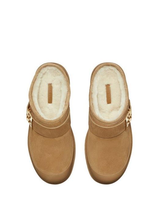 Tory Burch Brown Genuine Shearling Platform Mule