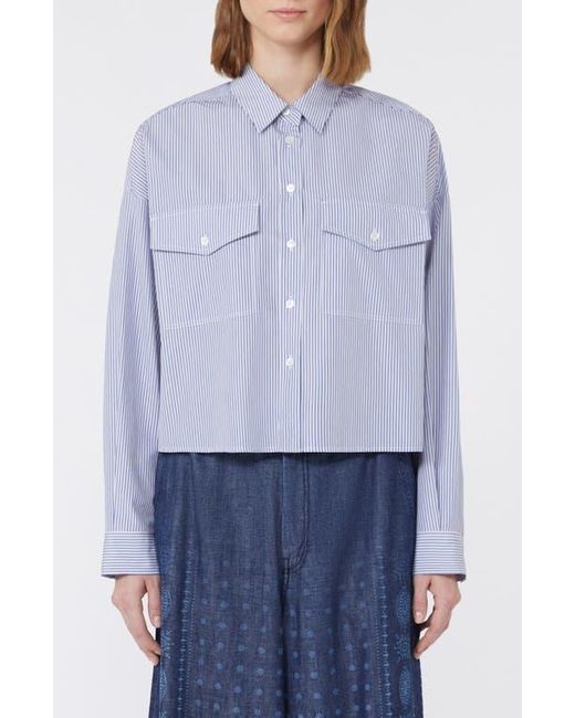 Weekend by Maxmara Blue Doria Stripe Colorblock Button-Up Shirt