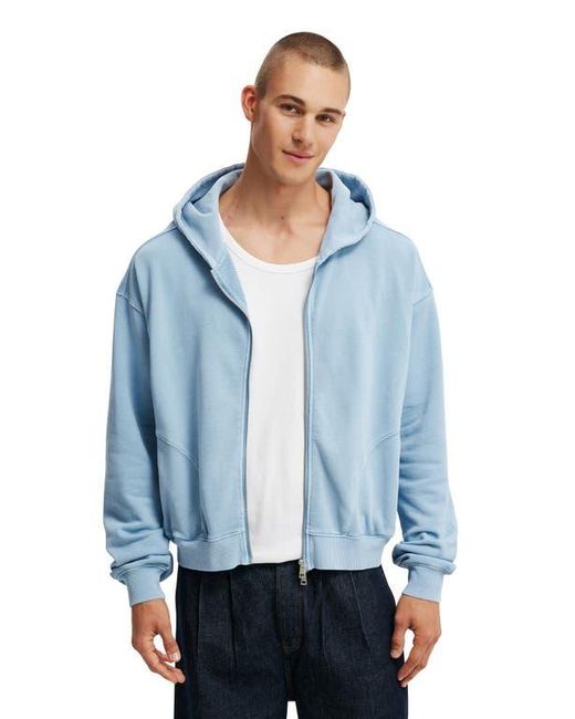 Cotton On Blue Cropped Zip Up Hoodie for men