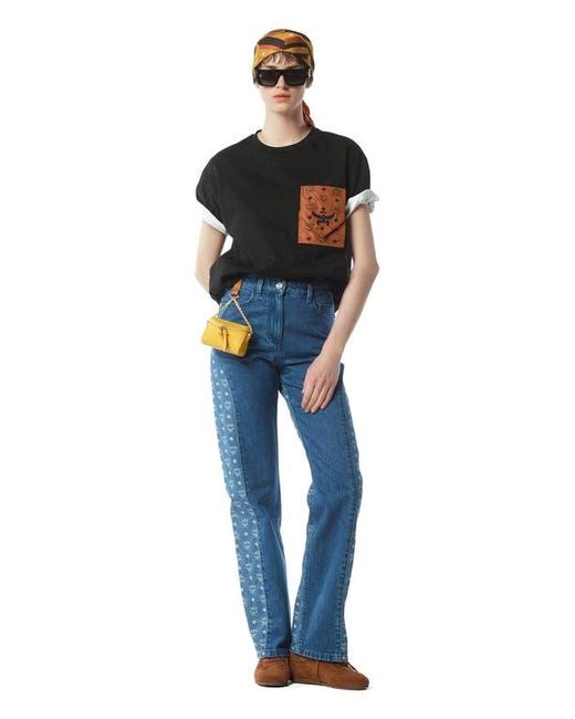 MCM Black Monogram Patch Pocket T-Shirt for men