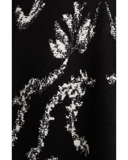 Jason Wu Black Floral Jacquard Fit & Flare Knit Dress