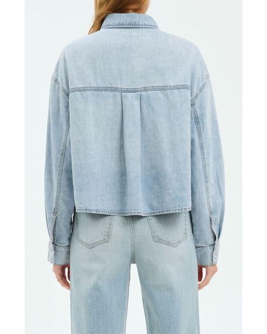 DAZE Blue The Editor Crop Denim Button-Up Shirt