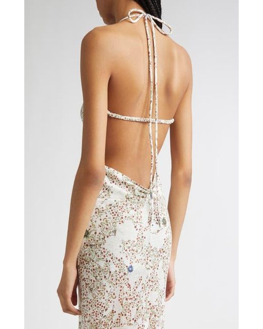 Siedres White Nensi Semisheer Open Back Maxi Dress