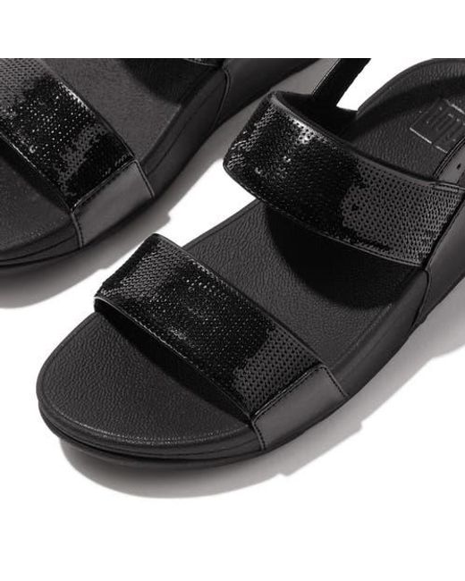 Fitflop Black Lulu Sequin Back-Strap Sandals