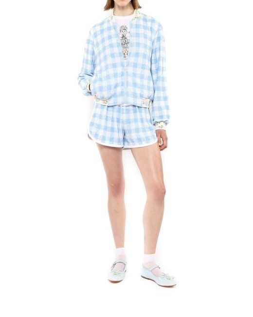 Anna Sui Blue Gingham Terry Shorts