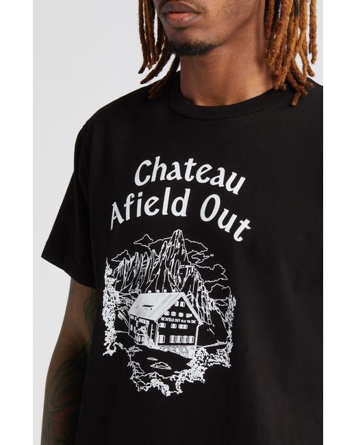 Afield Out Black Chateau Cotton Graphic T-shirt for men