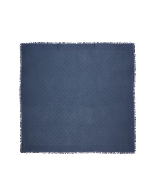 Tory Burch Blue Diamond Dot Jacquard Wool & Silk Traveler Scarf