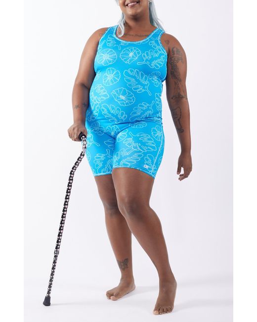 TOMBOYX Blue 6-inch Reversible One-piece Rashguard Swimsuit