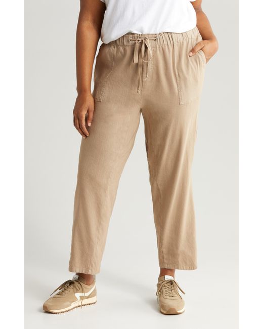 Kut From The Kloth Natural Rosalie Drawstring Ankle Linen Blend Pants