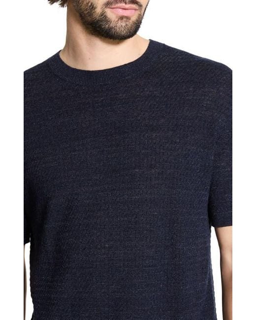 Theory Black Kolben Short Sleeve Linen & Cotton Blend Crewneck Sweater for men