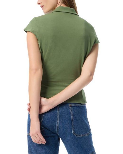 Dee Ocleppo Green Anastasia Center Ruched Cotton Blend Top