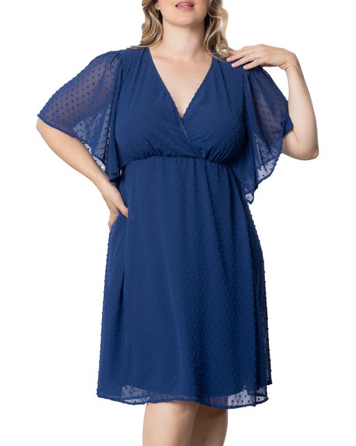 Kiyonna Blue Florence Flutter Sleeve Dress