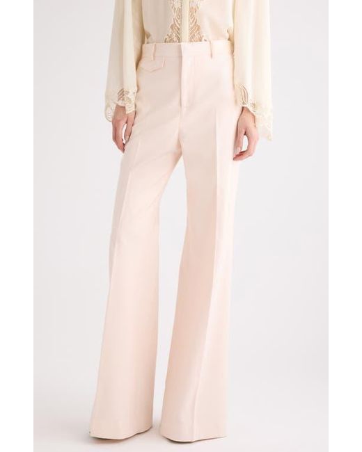 Chloé Pink Virgin Wool Wide Leg Trousers
