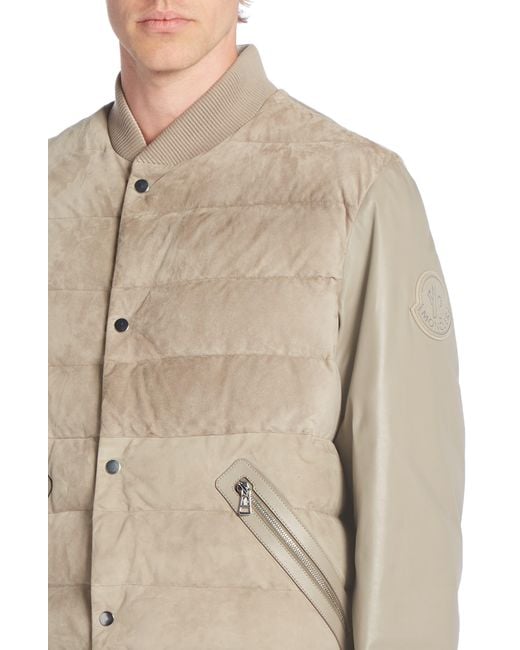 Moncler Natural Chalanches Quilted Leather Down Jacket for men