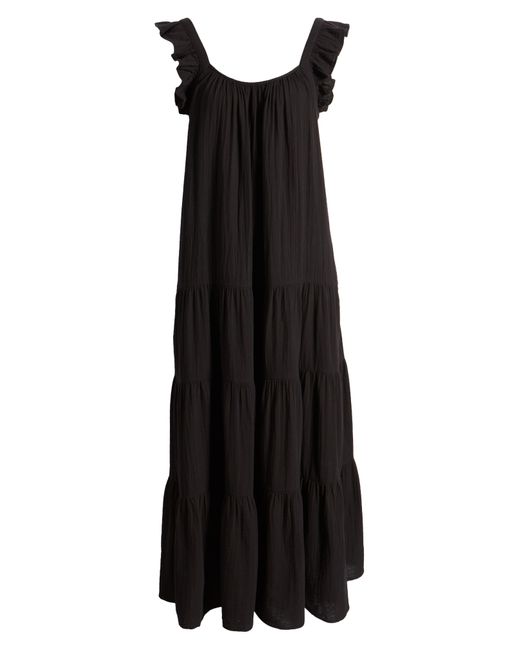 Caslon Black Caslon(r) Ruffle Tiered Cotton Maxi Dress