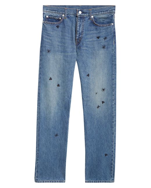 Undercover Blue Bug Embroidered Straight Leg Jeans for men