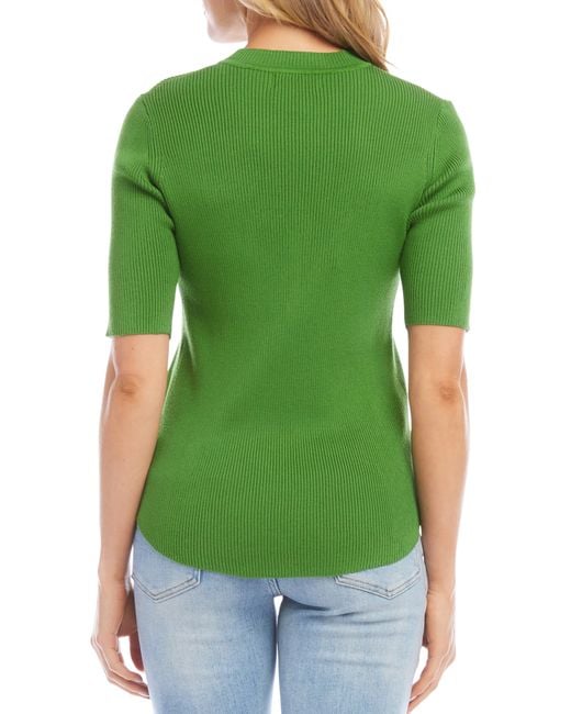 Karen Kane Green Rib Short Sleeve Sweater